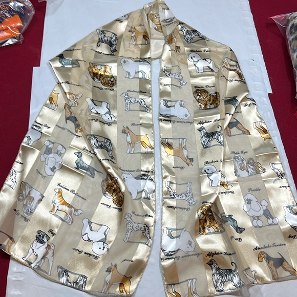 DOG silky LONG neck SCARF, lab retriever pug poodle CHOW hound terrier 13”x60” - Picture 2 of 9